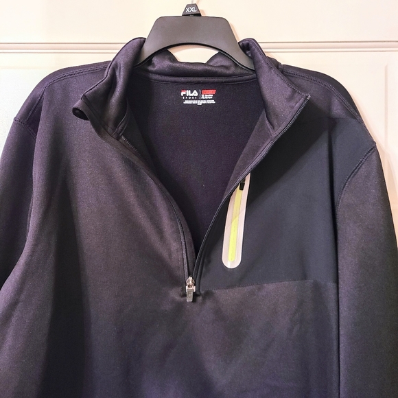 FILA Sport Black V-Neck Zipper-Front Lined Longsleeve Jacket w/ Zipper Pocket - Picture 5 of 7